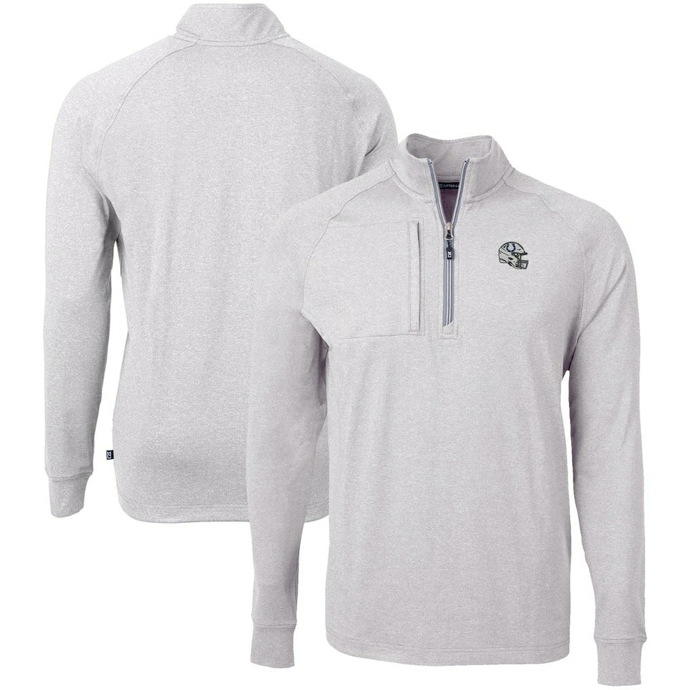 Indianapolis Colts Cutter & Buck Big & Tall Adapt Eco Raglan Quarter-Zip Jacket Heather Gray | NFL