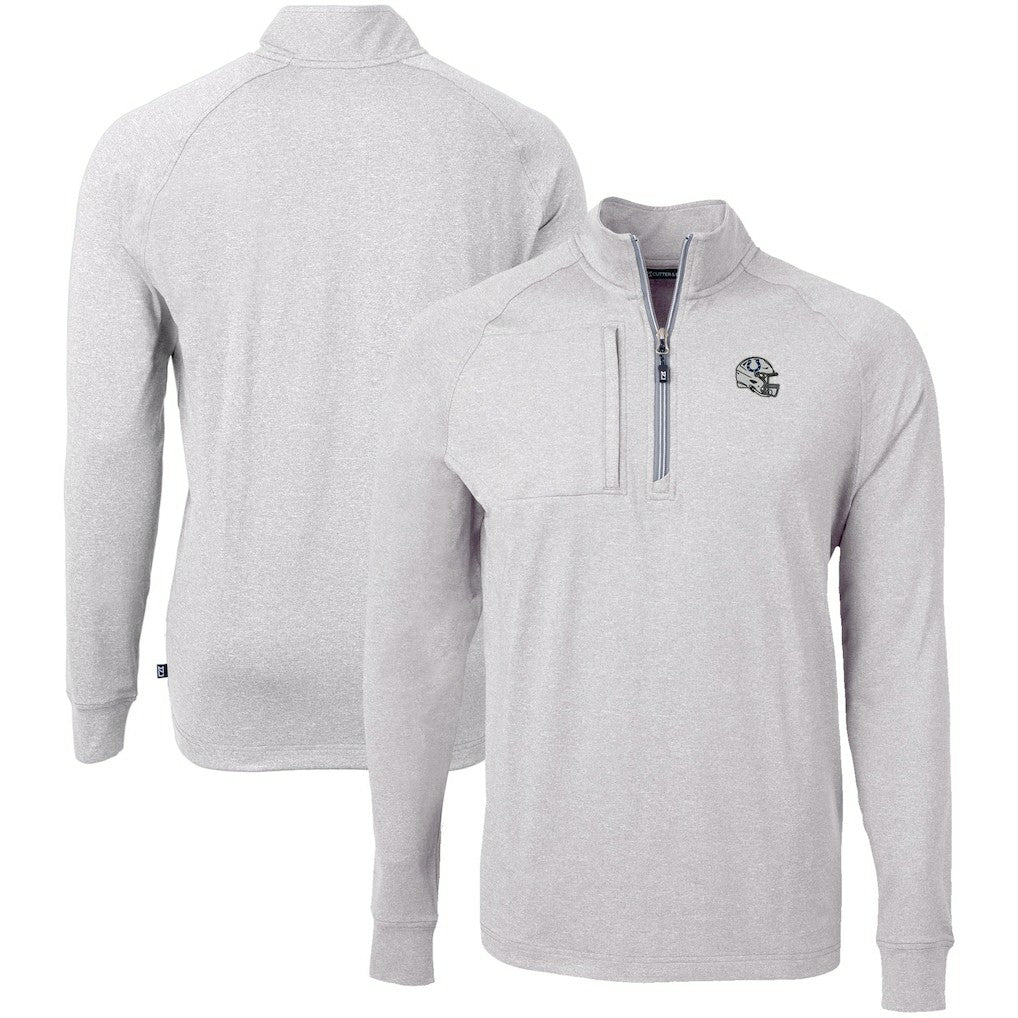 Indianapolis Colts Cutter & Buck Big & Tall Adapt Eco Raglan Quarter-Zip Jacket Heather Gray | NFL