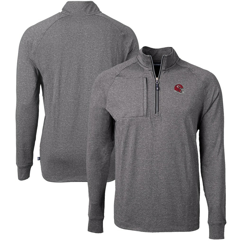 Kansas City Chiefs Cutter & Buck Big & Tall Adapt Eco Raglan Quarter-Zip Jacket Heather Black | NFL