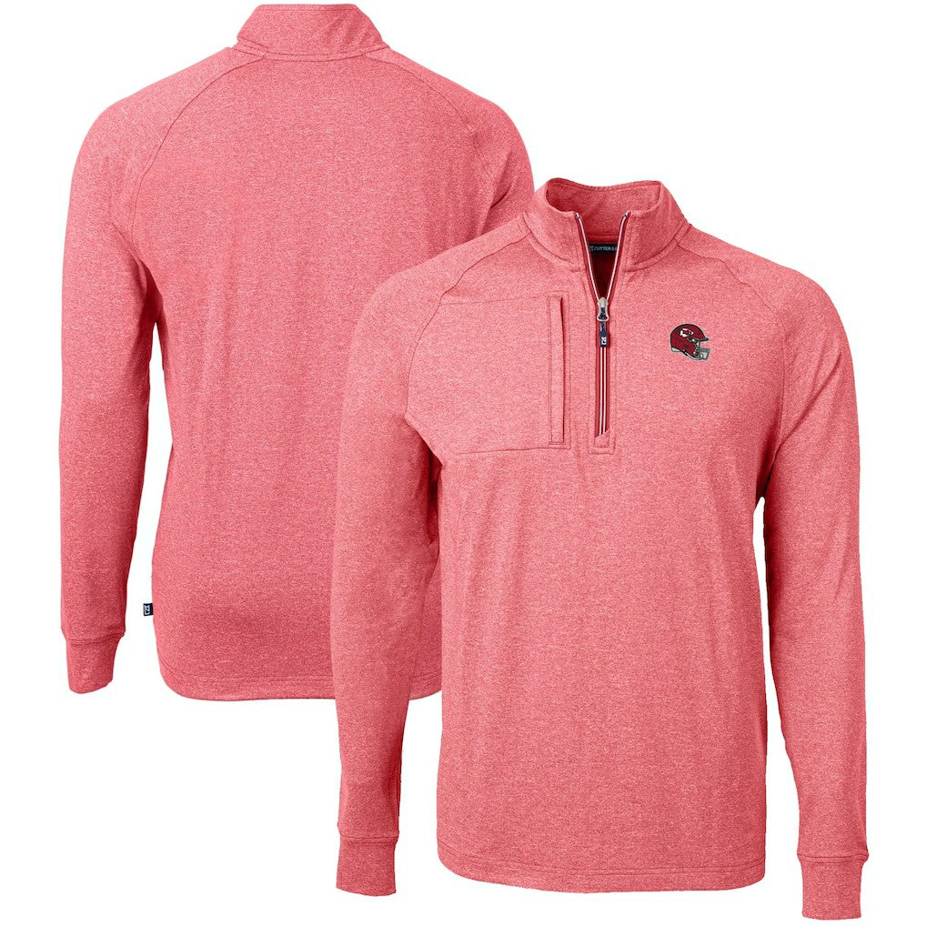 Kansas City Chiefs Cutter & Buck Big & Tall Adapt Eco Raglan Quarter-Zip Jacket Heather Red | NFL