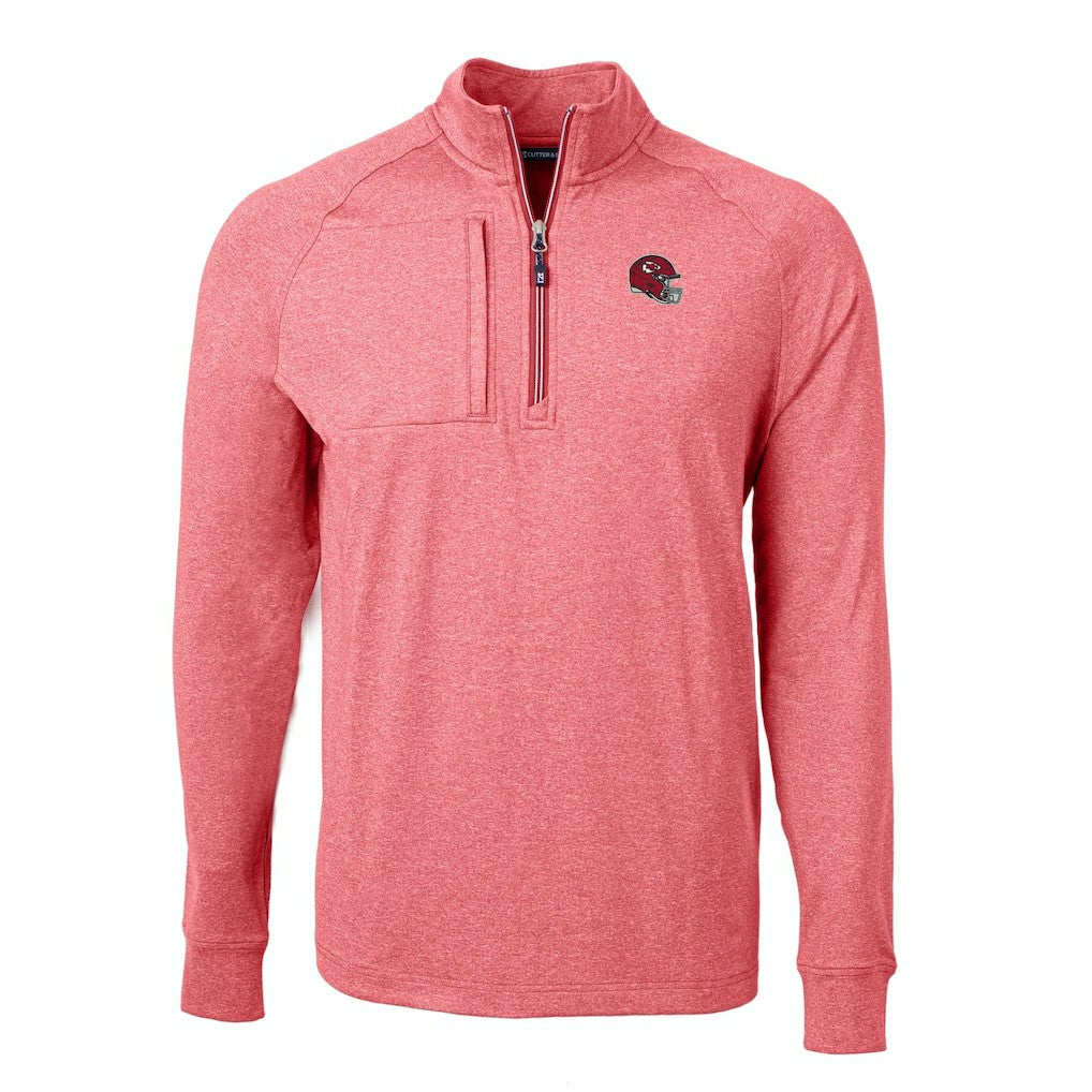Kansas City Chiefs Cutter & Buck Big & Tall Adapt Eco Raglan Quarter-Zip Jacket Heather Red | NFL