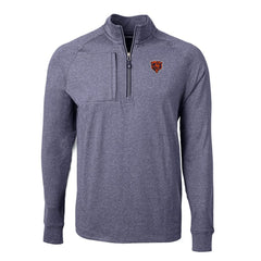 Chicago Bears Cutter & Buck Big & Tall Adapt Eco Raglan Quarter-Zip Jacket Heather Navy | NFL