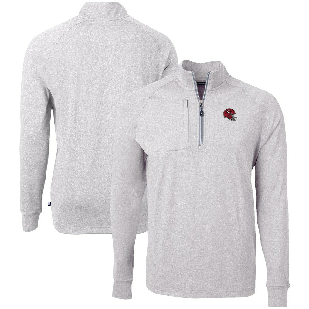 Kansas City Chiefs Cutter & Buck Big & Tall Adapt Eco Raglan Quarter-Zip Jacket Heather Gray | NFL