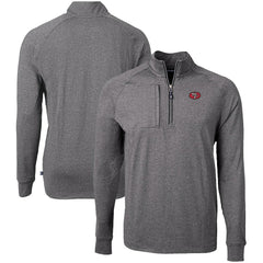 San Francisco 49ers Cutter & Buck Big & Tall Adapt Eco Raglan Quarter-Zip Jacket Heather Black | NFL