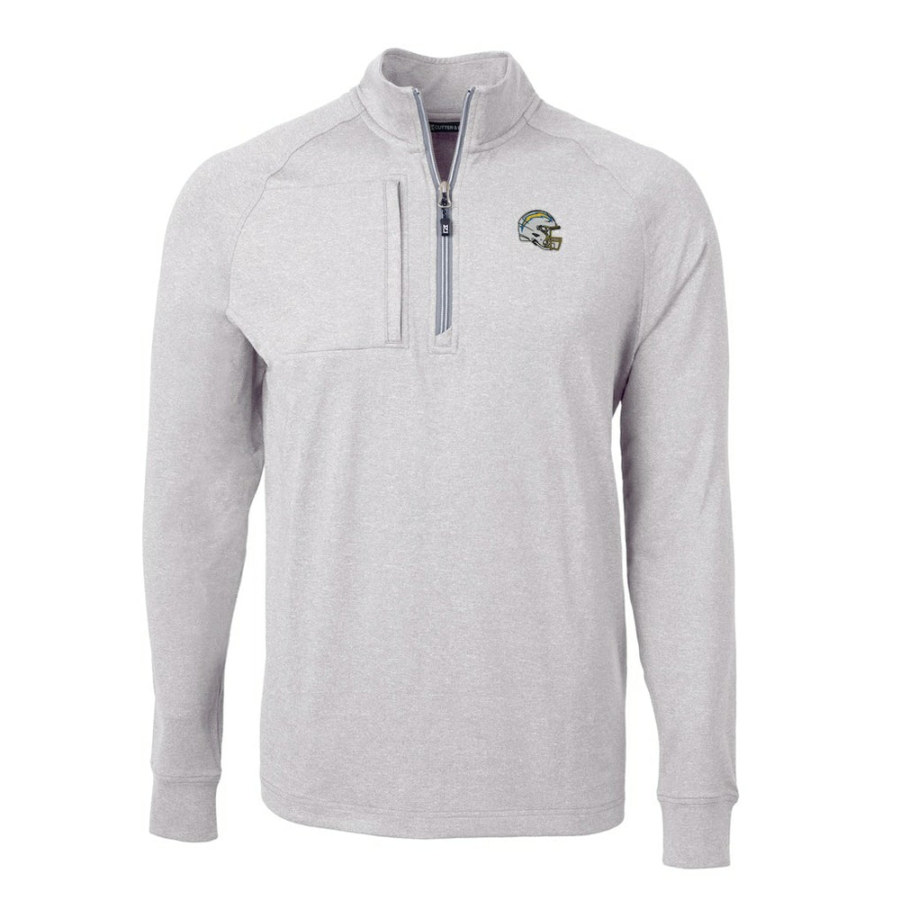 Los Angeles Chargers Cutter & Buck Big & Tall Adapt Eco Raglan Quarter-Zip Jacket Heather Gray | NFL
