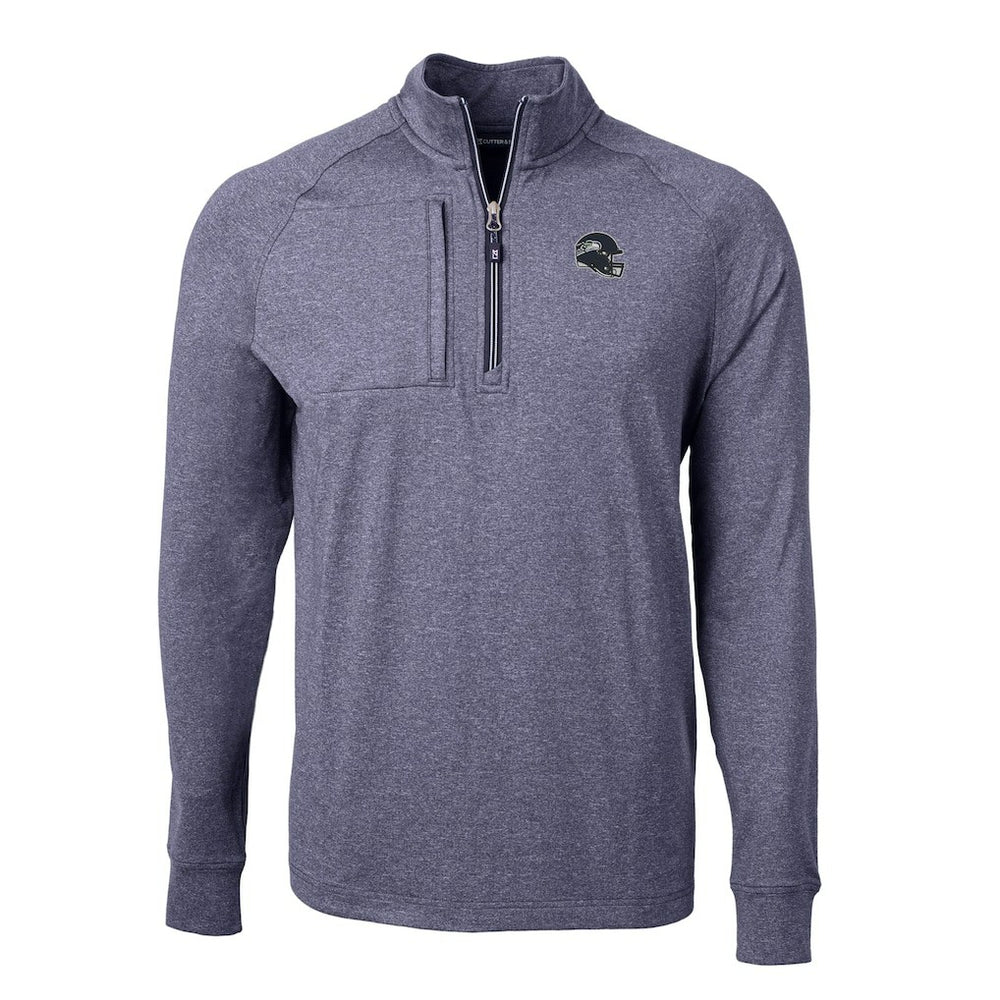 Seattle Seahawks Cutter & Buck Big & Tall Adapt Eco Raglan Quarter-Zip Jacket Heather Navy | NFL