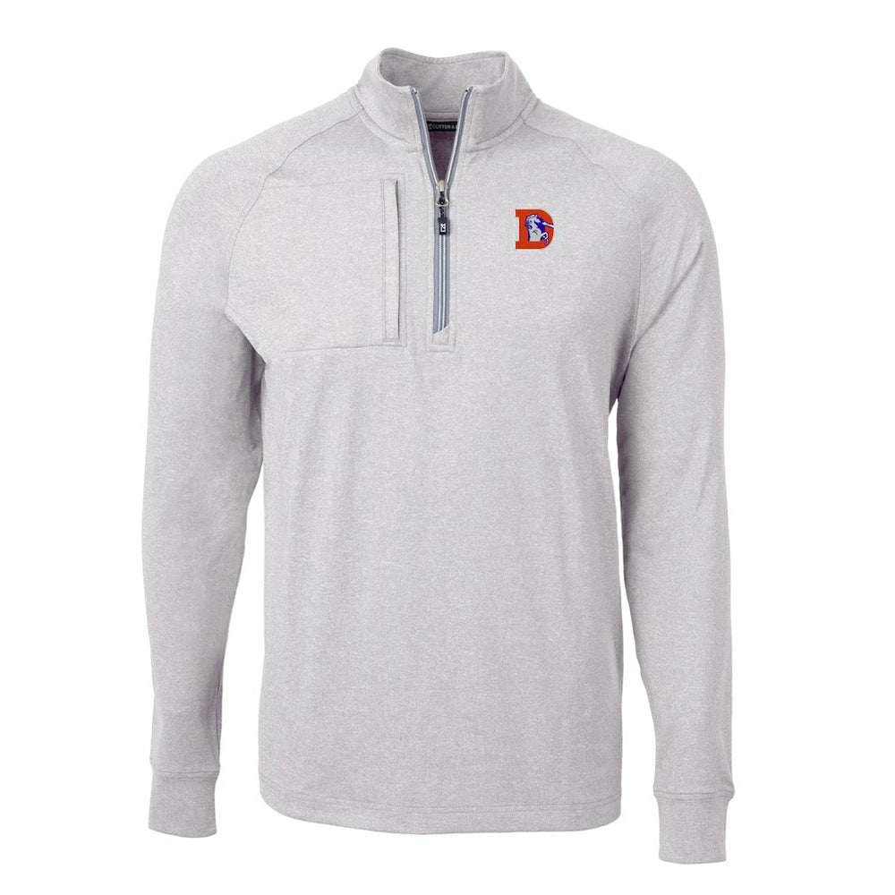 Denver Broncos Cutter & Buck Big & Tall Adapt Eco Raglan Quarter-Zip Jacket Heather Gray | NFL