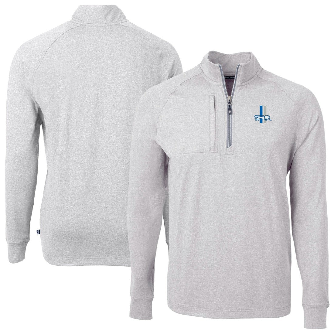 Detroit Lions Cutter & Buck Big & Tall Adapt Eco Raglan Quarter-Zip Jacket Heather Gray | NFL
