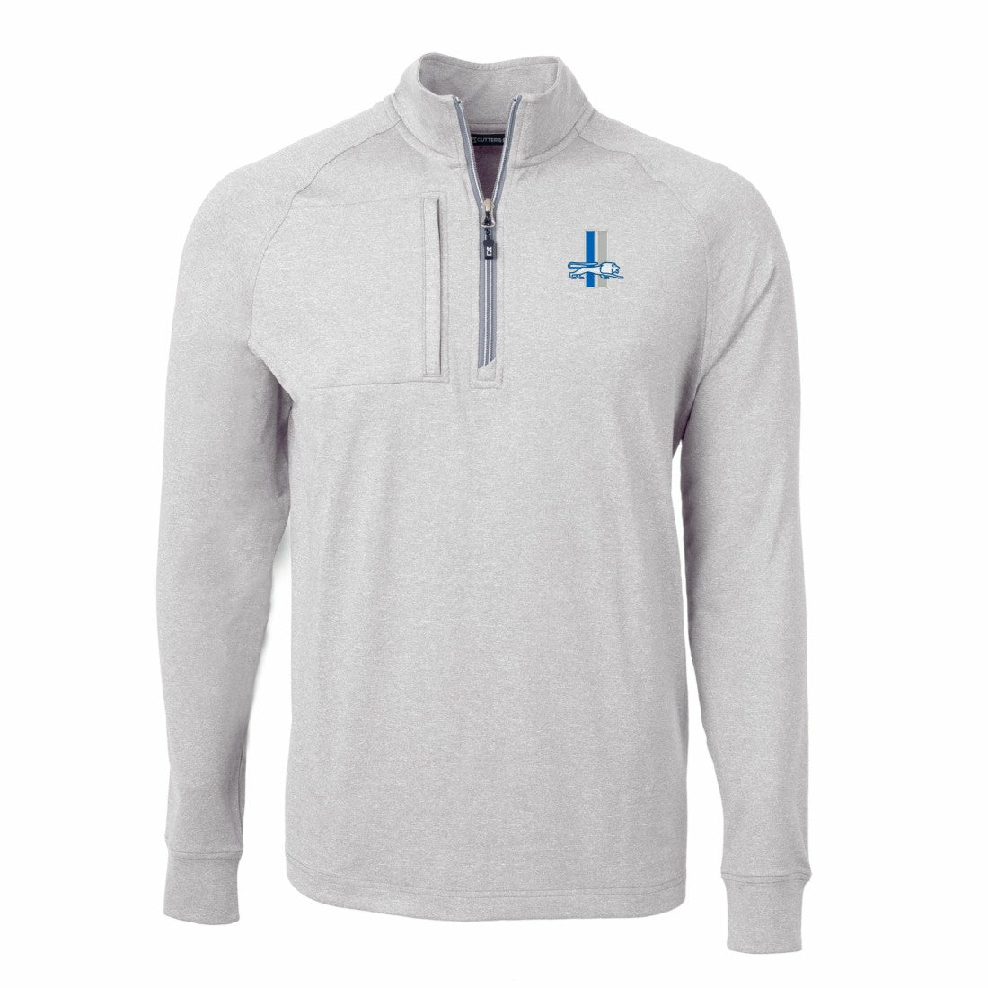 Detroit Lions Cutter & Buck Big & Tall Adapt Eco Raglan Quarter-Zip Jacket Heather Gray | NFL