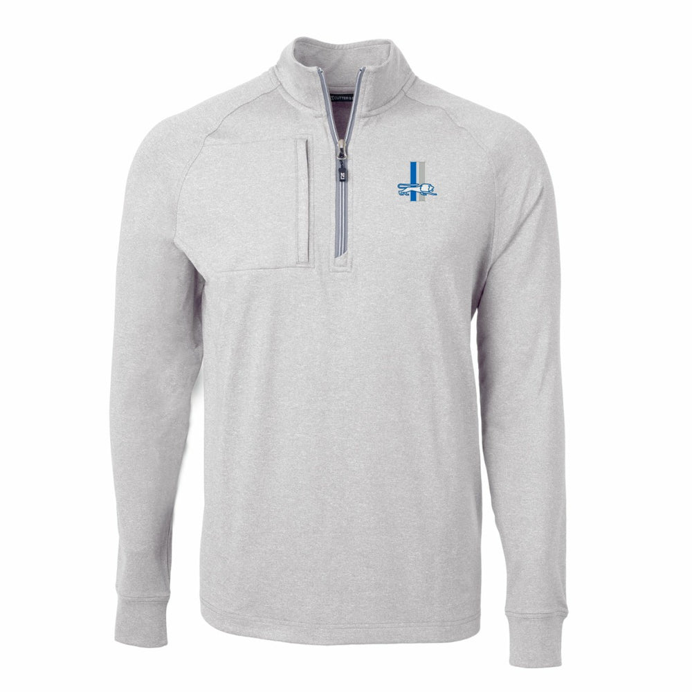Detroit Lions Cutter & Buck Big & Tall Adapt Eco Raglan Quarter-Zip Jacket Heather Gray | NFL