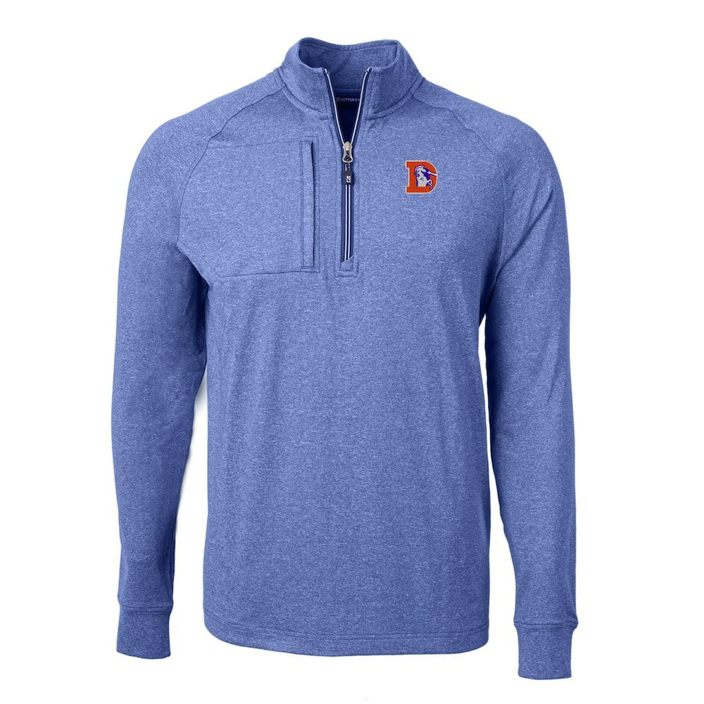 Denver Broncos Cutter & Buck Big & Tall Adapt Eco Raglan Quarter-Zip Jacket Heather Royal | NFL