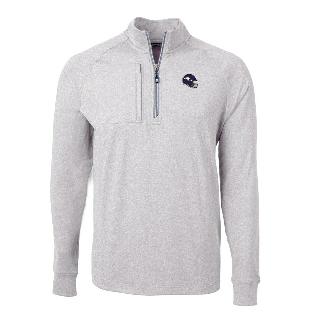 Minnesota Vikings Cutter & Buck Big & Tall Adapt Eco Raglan Quarter-Zip Jacket Heather Gray | NFL