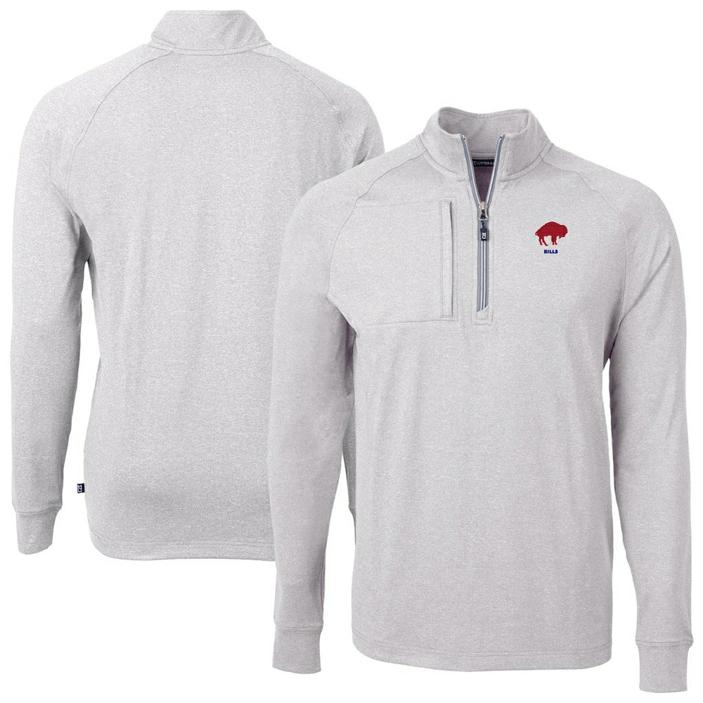 Buffalo Bills Cutter & Buck Big & Tall Adapt Eco Raglan Quarter-Zip Jacket Heather Gray | NFL