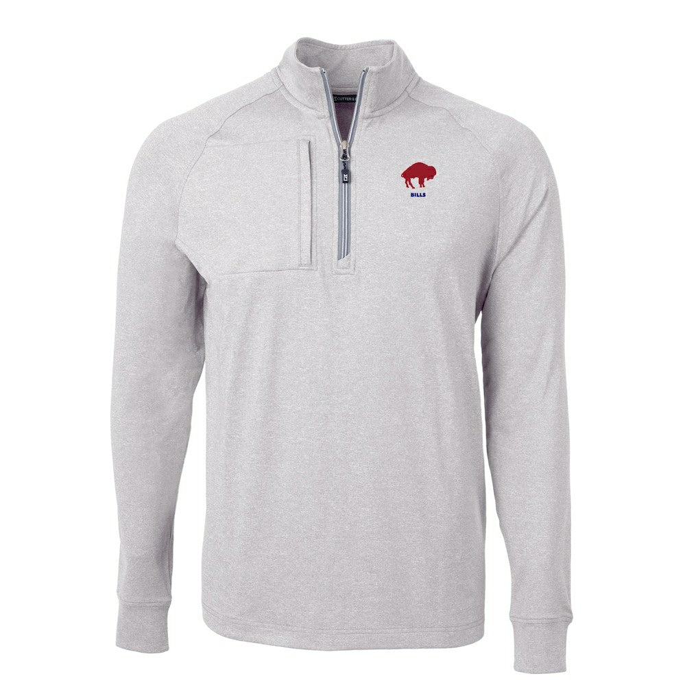 Buffalo Bills Cutter & Buck Big & Tall Adapt Eco Raglan Quarter-Zip Jacket Heather Gray | NFL