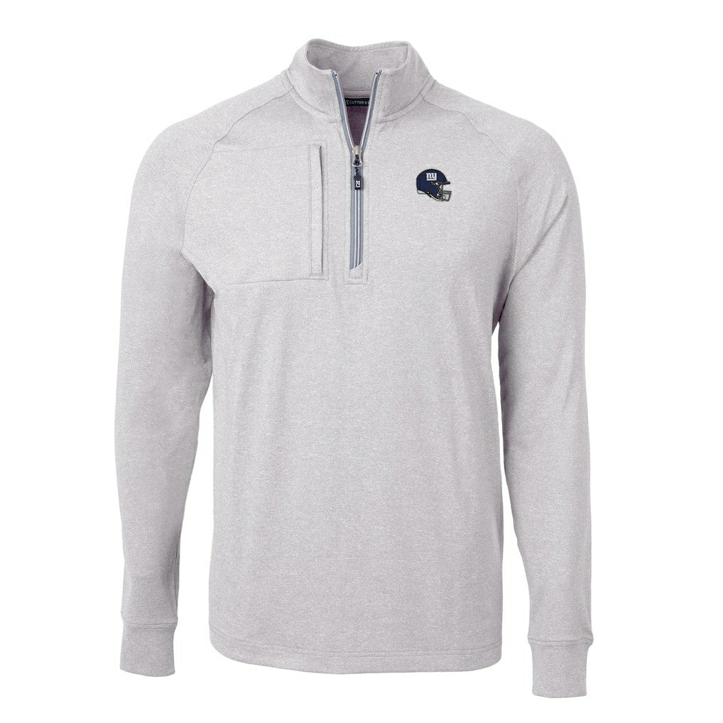 New York Giants Cutter & Buck Big & Tall Adapt Eco Raglan Quarter-Zip Jacket Heather Gray | NFL