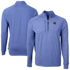 New York Giants Cutter & Buck Big & Tall Adapt Eco Raglan Quarter-Zip Jacket Heather Royal | NFL