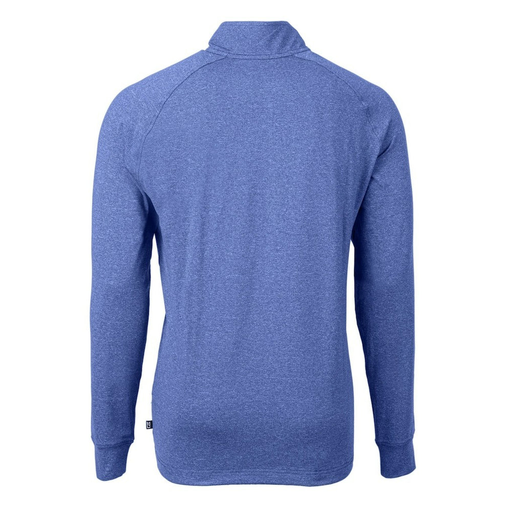 New York Giants Cutter & Buck Big & Tall Adapt Eco Raglan Quarter-Zip Jacket Heather Royal | NFL