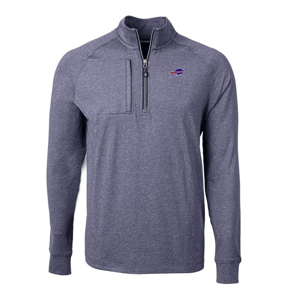 Buffalo Bills Cutter & Buck Big & Tall Adapt Eco Raglan Quarter-Zip Jacket Heather Navy | NFL