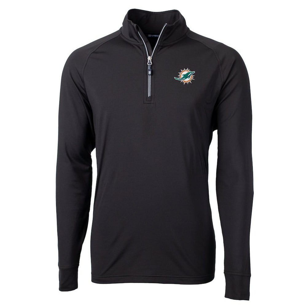Miami Dolphins Cutter & Buck Big & Tall Adapt Eco DryTec Raglan Quarter-Zip Jacket Black | NFL