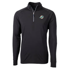 Miami Dolphins Cutter & Buck Big & Tall Adapt Eco DryTec Raglan Quarter-Zip Jacket Black | NFL