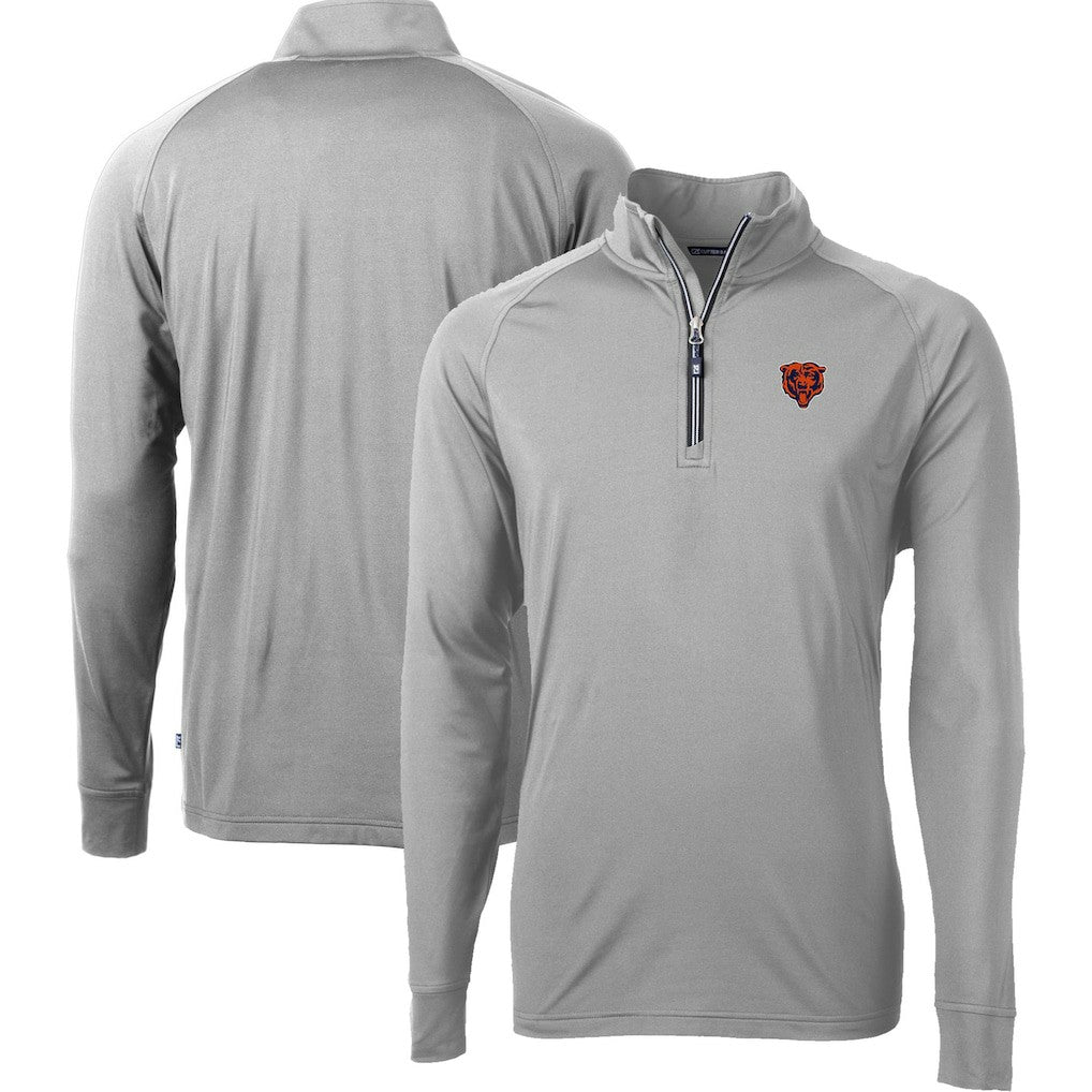 Chicago Bears Cutter & Buck Big & Tall Adapt Eco DryTec Raglan Quarter-Zip Jacket Gray | NFL
