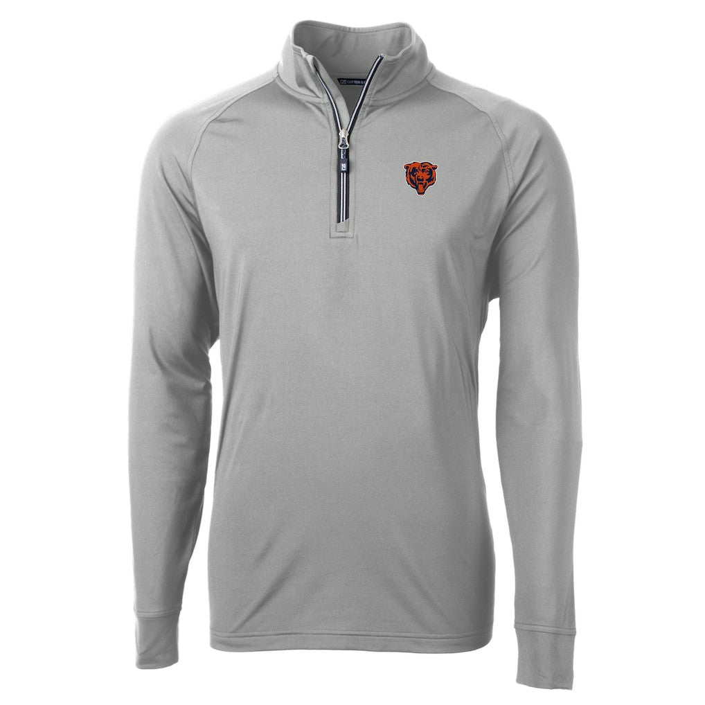 Chicago Bears Cutter & Buck Big & Tall Adapt Eco DryTec Raglan Quarter-Zip Jacket Gray | NFL
