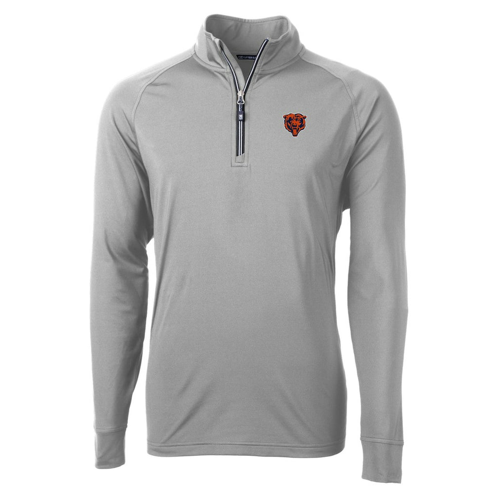 Chicago Bears Cutter & Buck Big & Tall Adapt Eco DryTec Raglan Quarter-Zip Jacket Gray | NFL