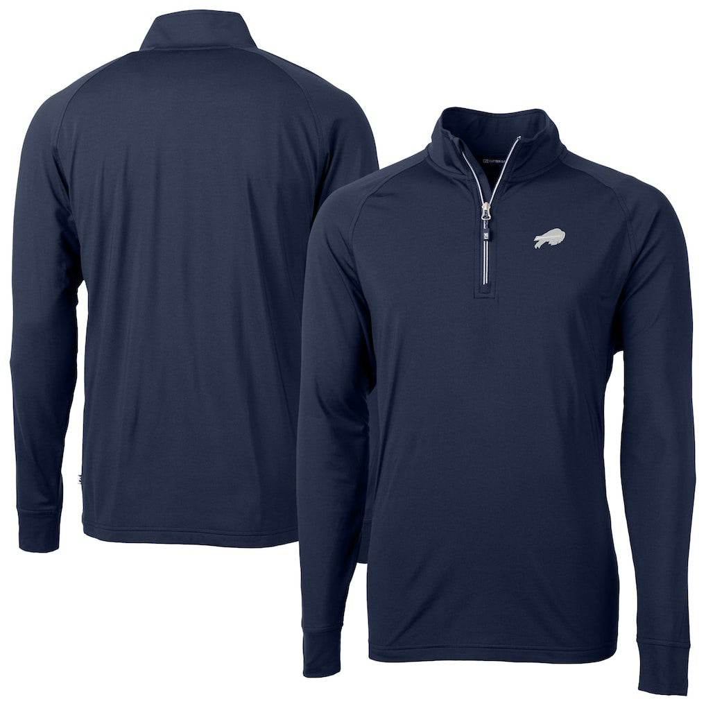 Buffalo Bills Cutter & Buck Big & Tall Adapt Eco DryTec Raglan Quarter-Zip Jacket Navy | NFL
