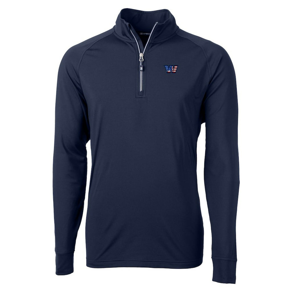 Washington Commanders Cutter & Buck Big & Tall Americana Adapt Eco DryTec Raglan Quarter-Zip Jacket Navy | NFL