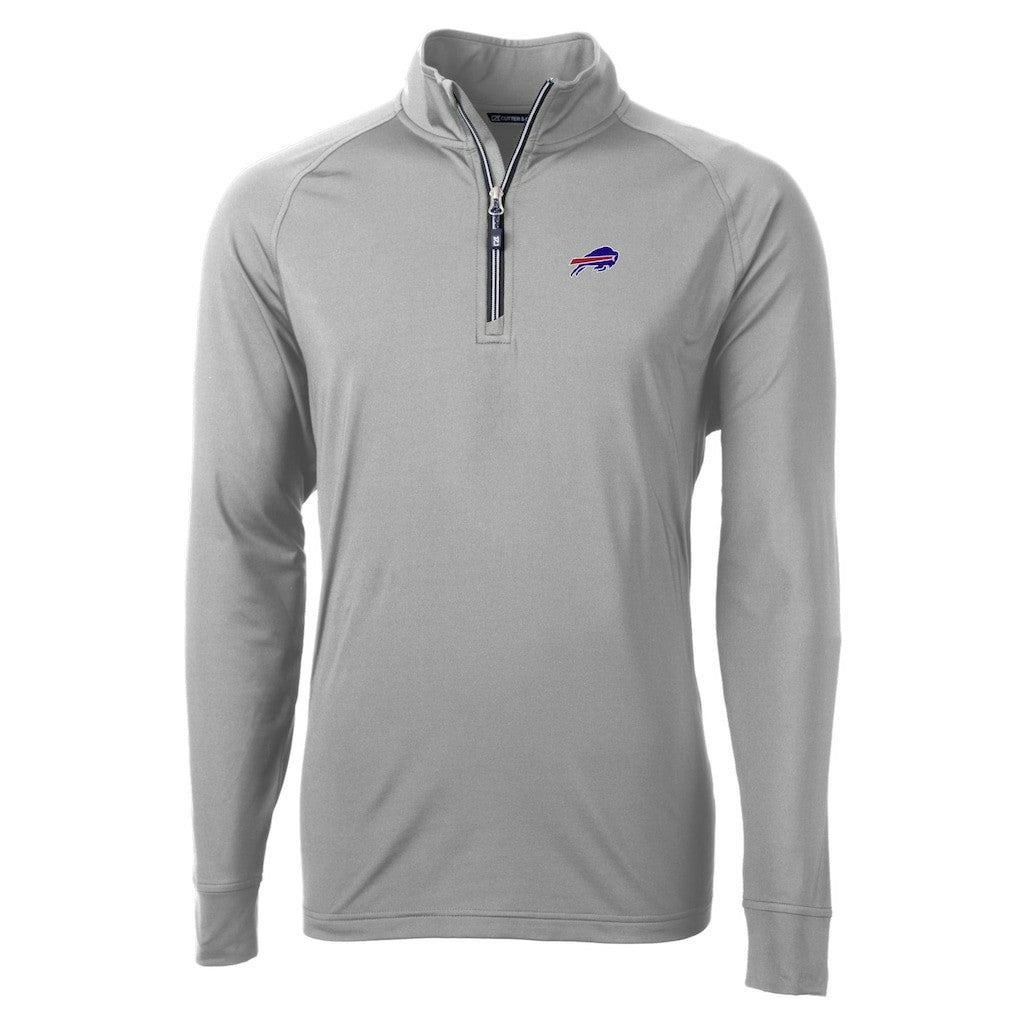 Buffalo Bills Cutter & Buck Big & Tall Adapt Eco DryTec Raglan Quarter-Zip Jacket Gray | NFL