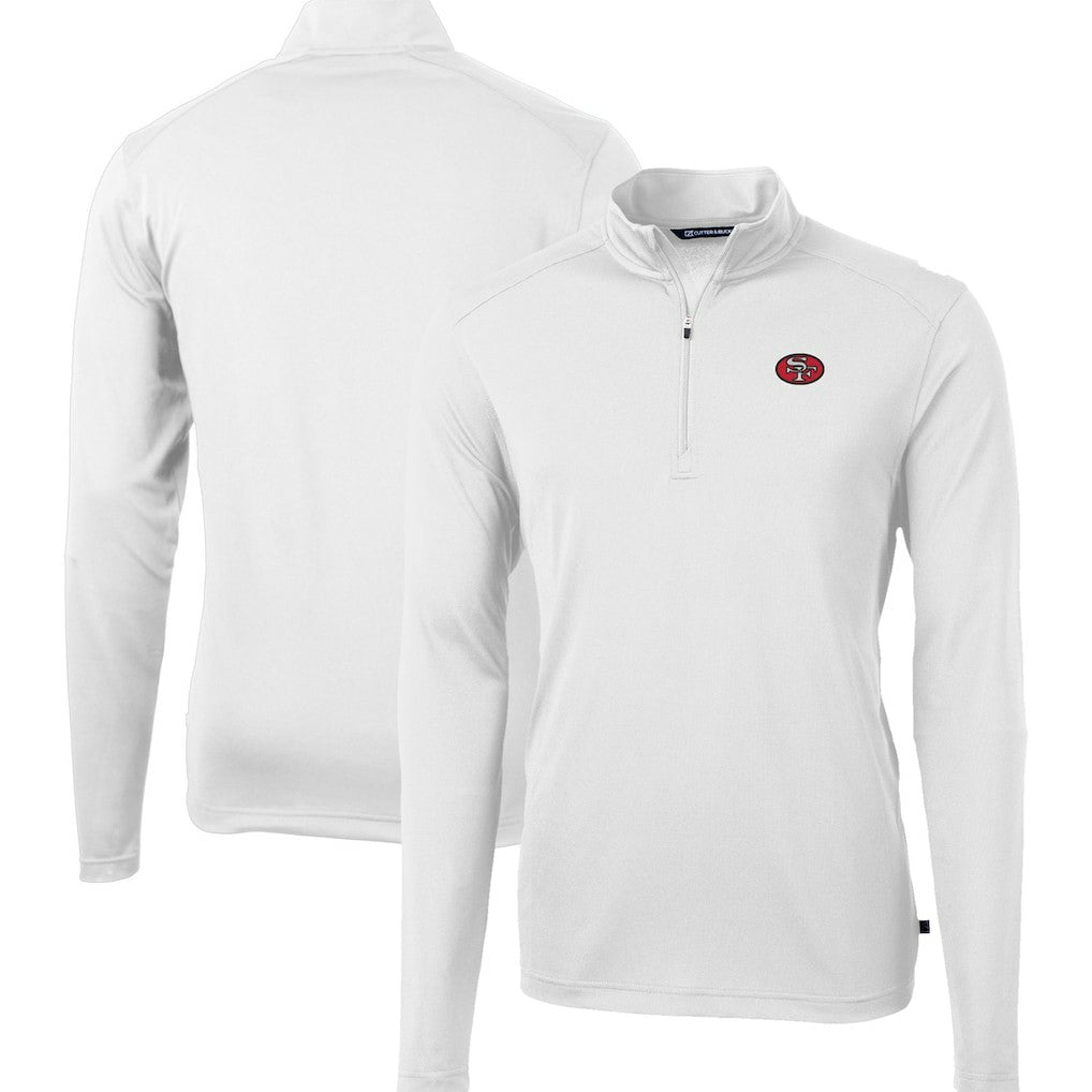 San Francisco 49ers Cutter & Buck Big & Tall Virtue Eco Pique Quarter-Zip Jacket White | NFL