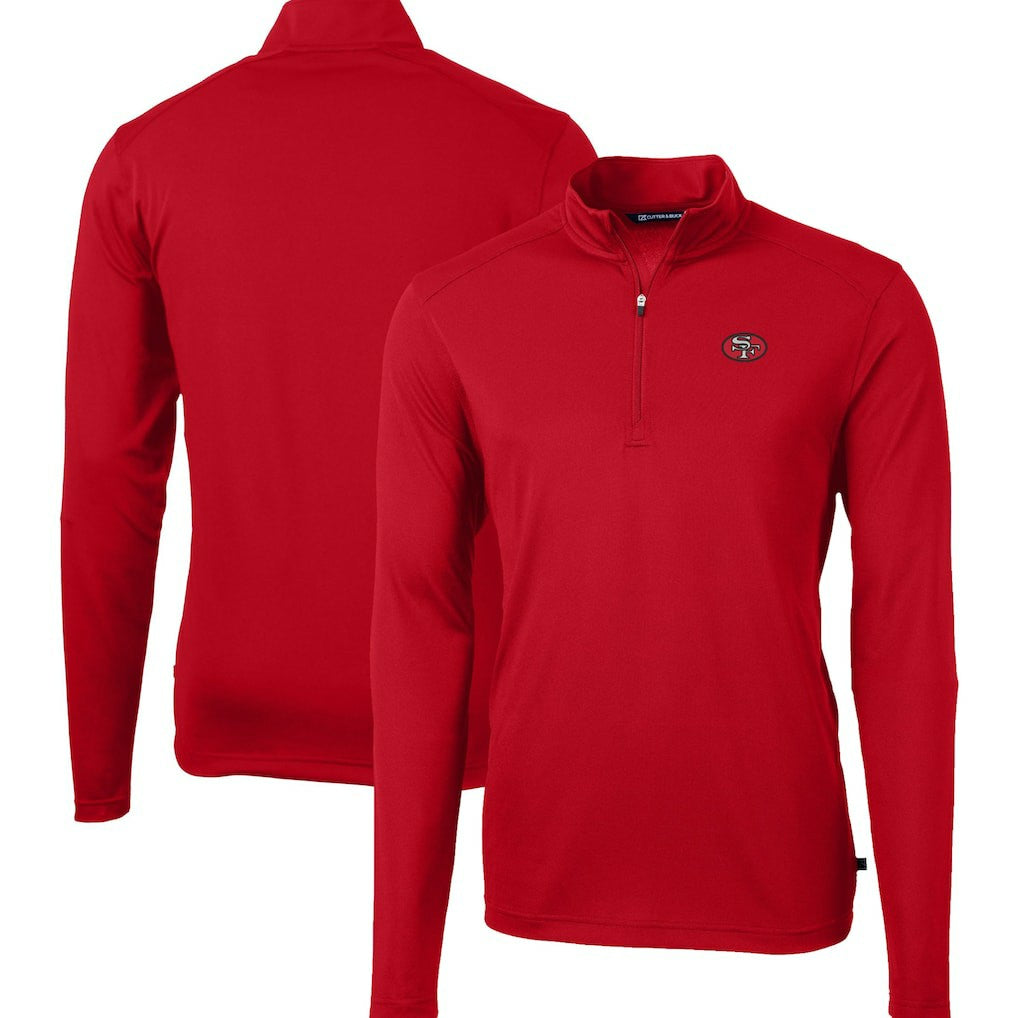 San Francisco 49ers Cutter & Buck Big & Tall Virtue Eco Pique Quarter-Zip Jacket Scarlet | NFL