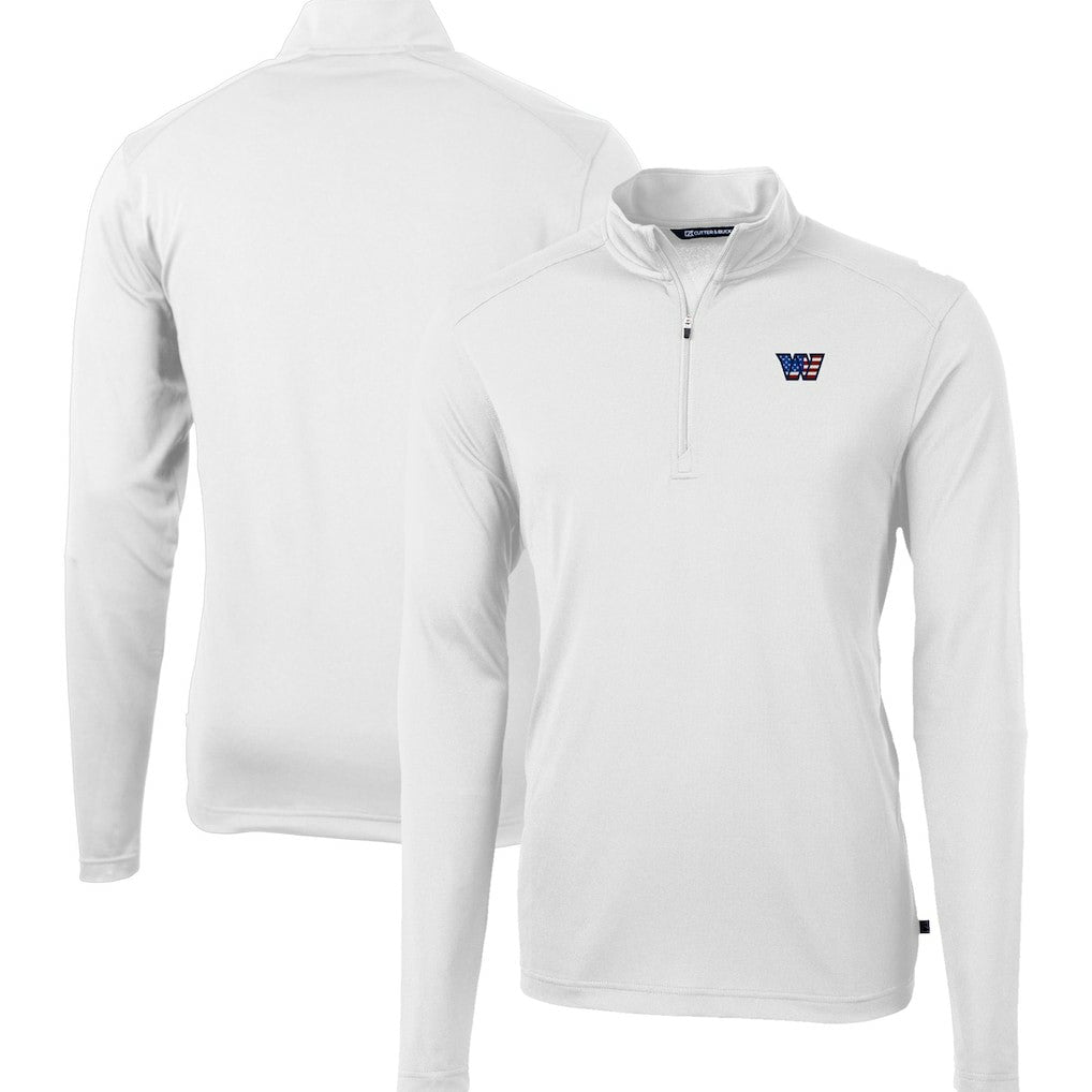 Washington Commanders Cutter & Buck Big & Tall Americana Virtue Eco Pique Quarter-Zip Jacket White | NFL