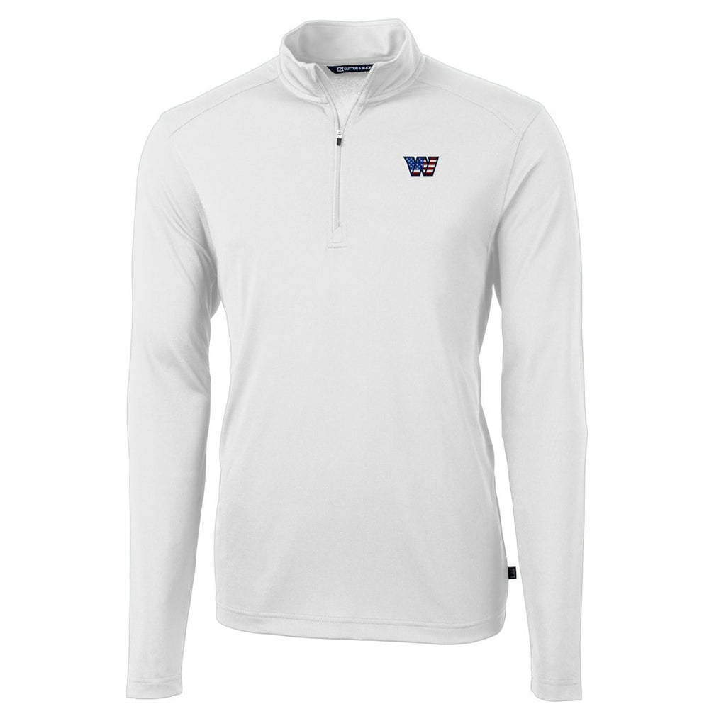 Washington Commanders Cutter & Buck Big & Tall Americana Virtue Eco Pique Quarter-Zip Jacket White | NFL