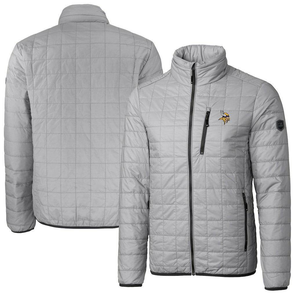 Minnesota Vikings Cutter & Buck Big & Tall Rainier PrimaLoft Eco Insulated Full-Zip Hoodie Puffer Jacket Gray | NFL