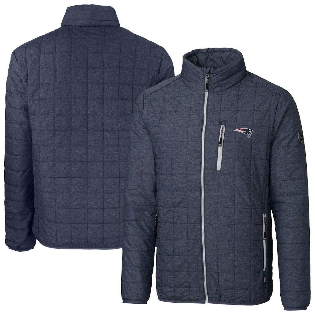 New England Patriots Cutter & Buck Big & Tall Rainier PrimaLoft Eco Insulated Full-Zip Hoodie Puffer Jacket Navy | NFL