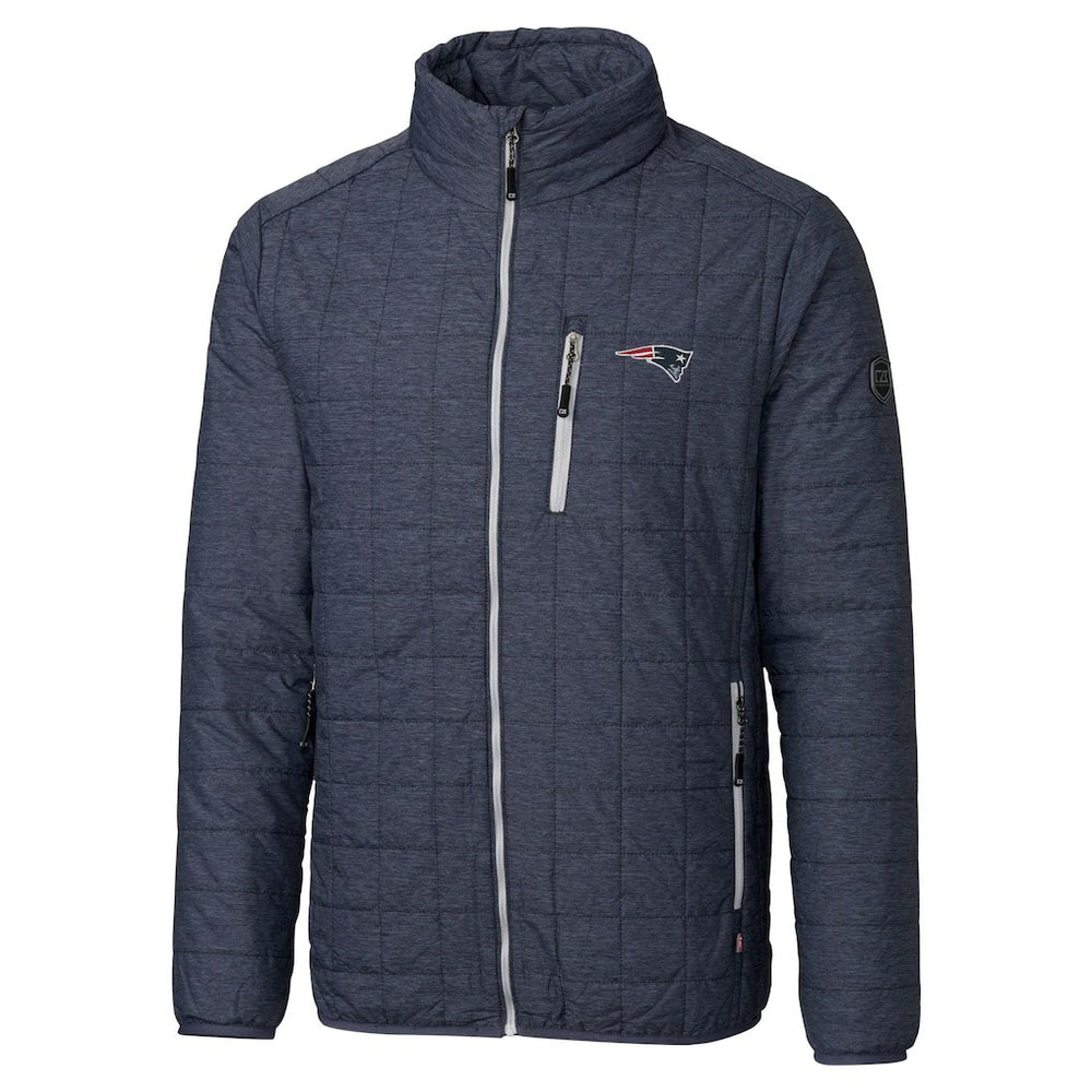 New England Patriots Cutter & Buck Big & Tall Rainier PrimaLoft Eco Insulated Full-Zip Hoodie Puffer Jacket Navy | NFL