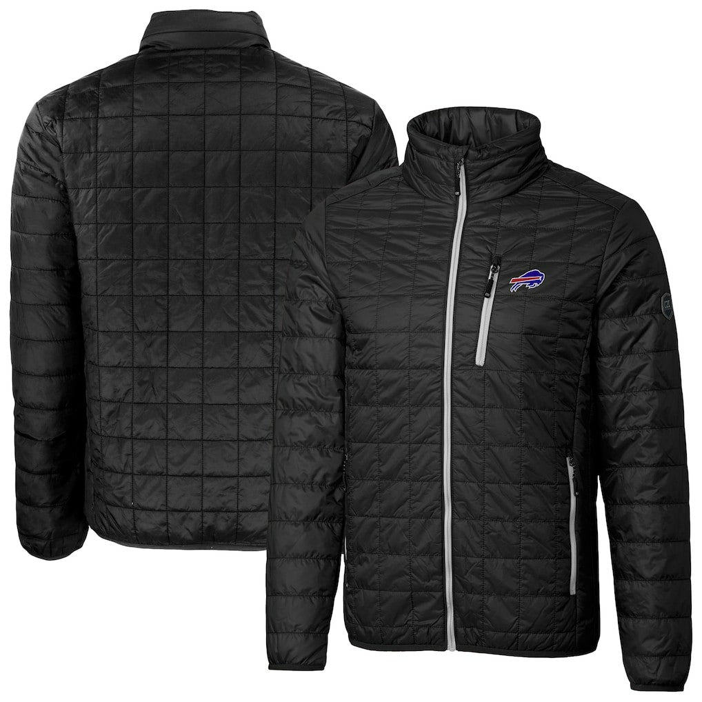 Buffalo Bills Cutter & Buck Big & Tall Rainier PrimaLoft Eco Insulated Full-Zip Hoodie Puffer Jacket Black | NFL