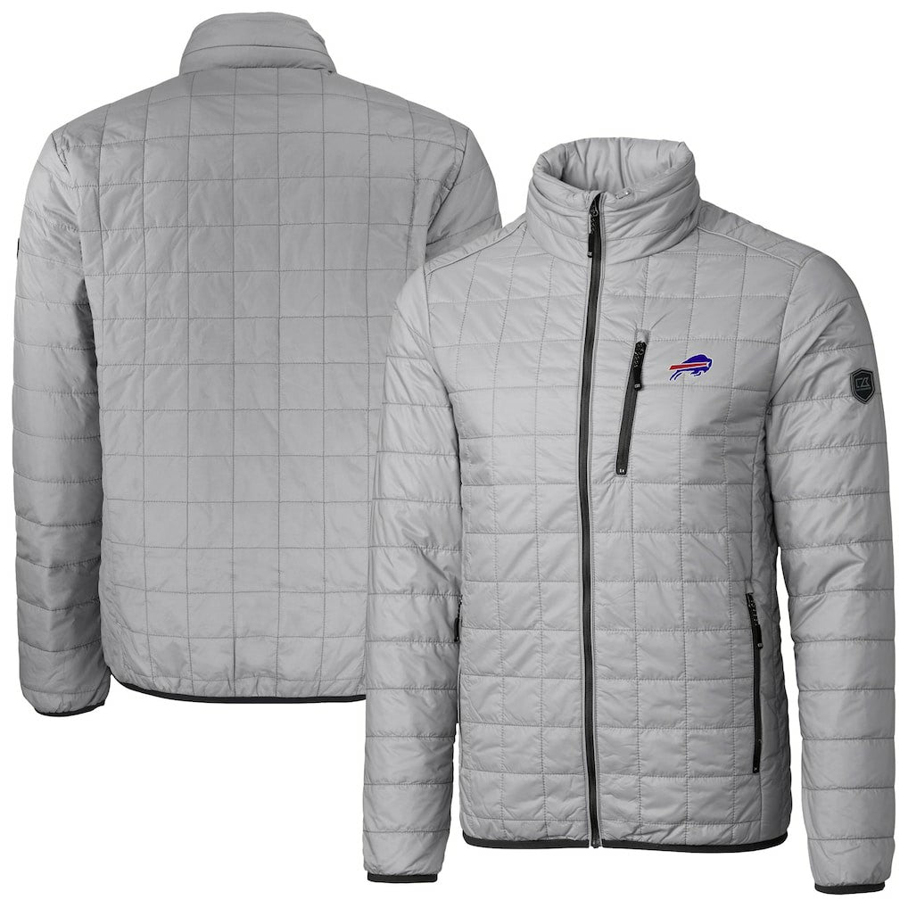 Buffalo Bills Cutter & Buck Big & Tall Rainier PrimaLoft Eco Insulated Full-Zip Hoodie Puffer Jacket Gray | NFL