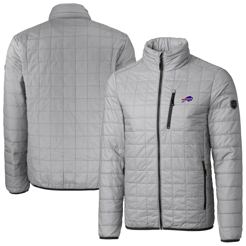 Buffalo Bills Cutter & Buck Big & Tall Rainier PrimaLoft Eco Insulated Full-Zip Hoodie Puffer Jacket Gray | NFL