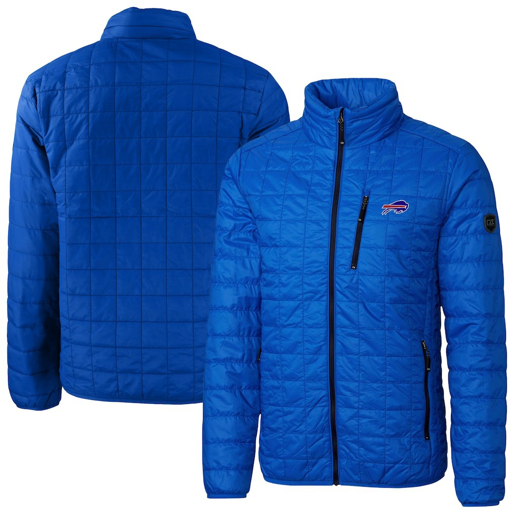 Buffalo Bills Cutter & Buck Big & Tall Rainier PrimaLoft Eco Insulated Full-Zip Hoodie Puffer Jacket Royal | NFL