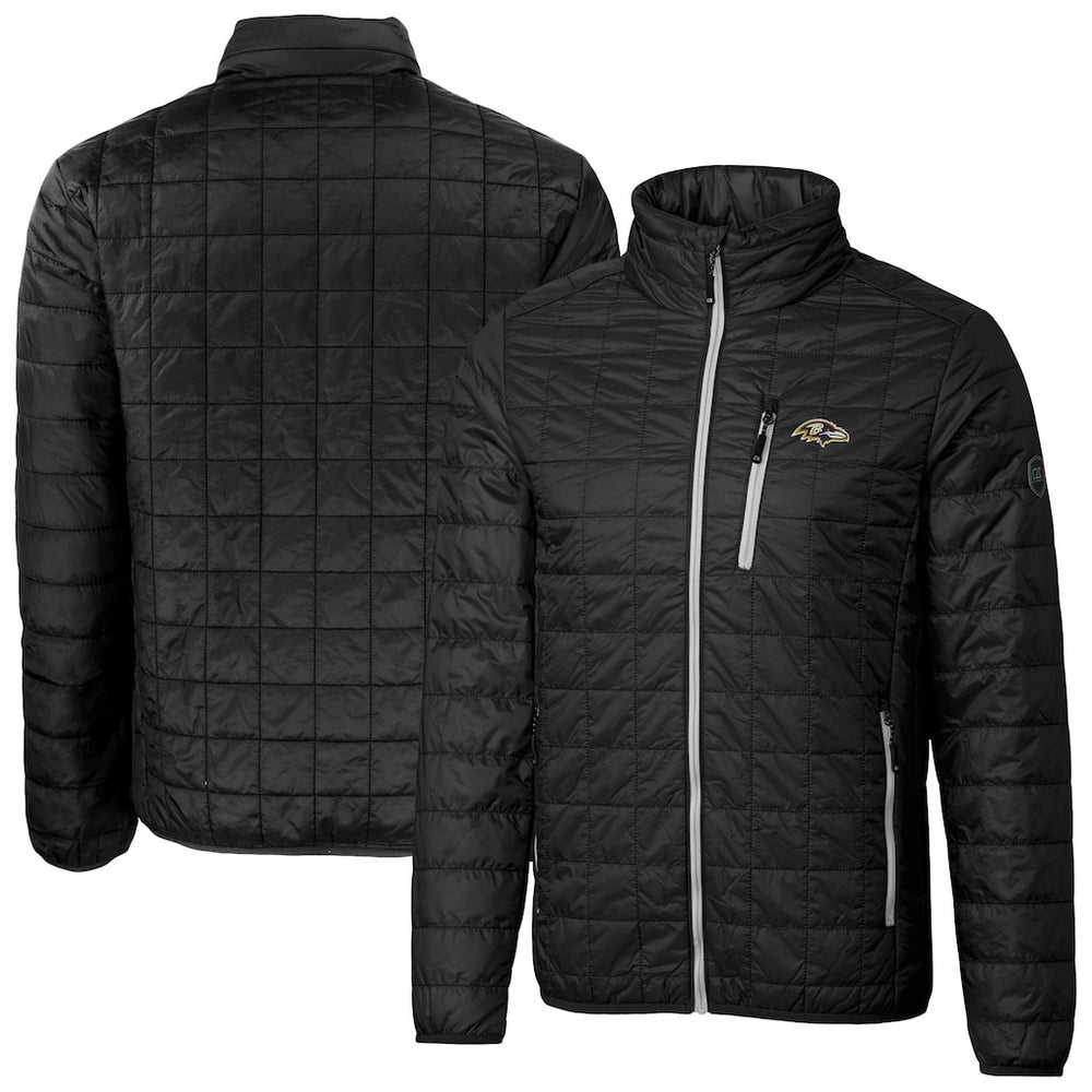 Baltimore Ravens Cutter & Buck Big & Tall Rainier PrimaLoft Eco Insulated Full-Zip Hoodie Puffer Jacket Black | NFL