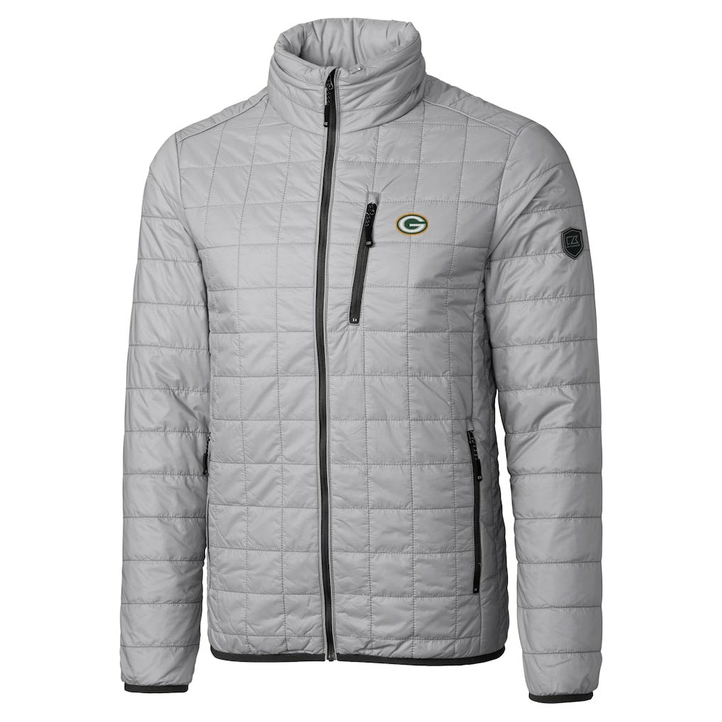 Green Bay Packers Cutter & Buck Big & Tall Rainier PrimaLoft Eco Insulated Full-Zip Hoodie Puffer Jacket Gray | NFL