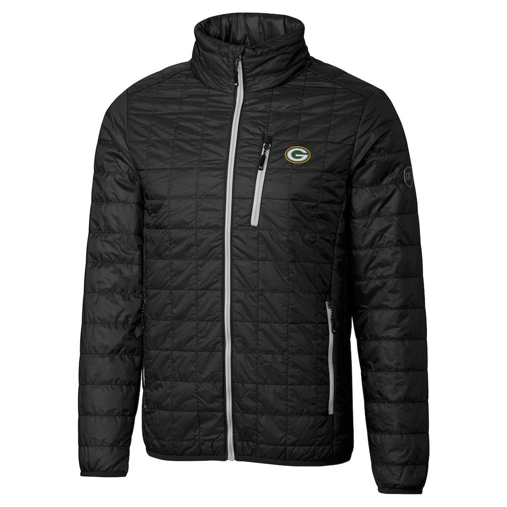 Green Bay Packers Cutter & Buck Big & Tall Rainier PrimaLoft Eco Insulated Full-Zip Hoodie Puffer Jacket Black | NFL