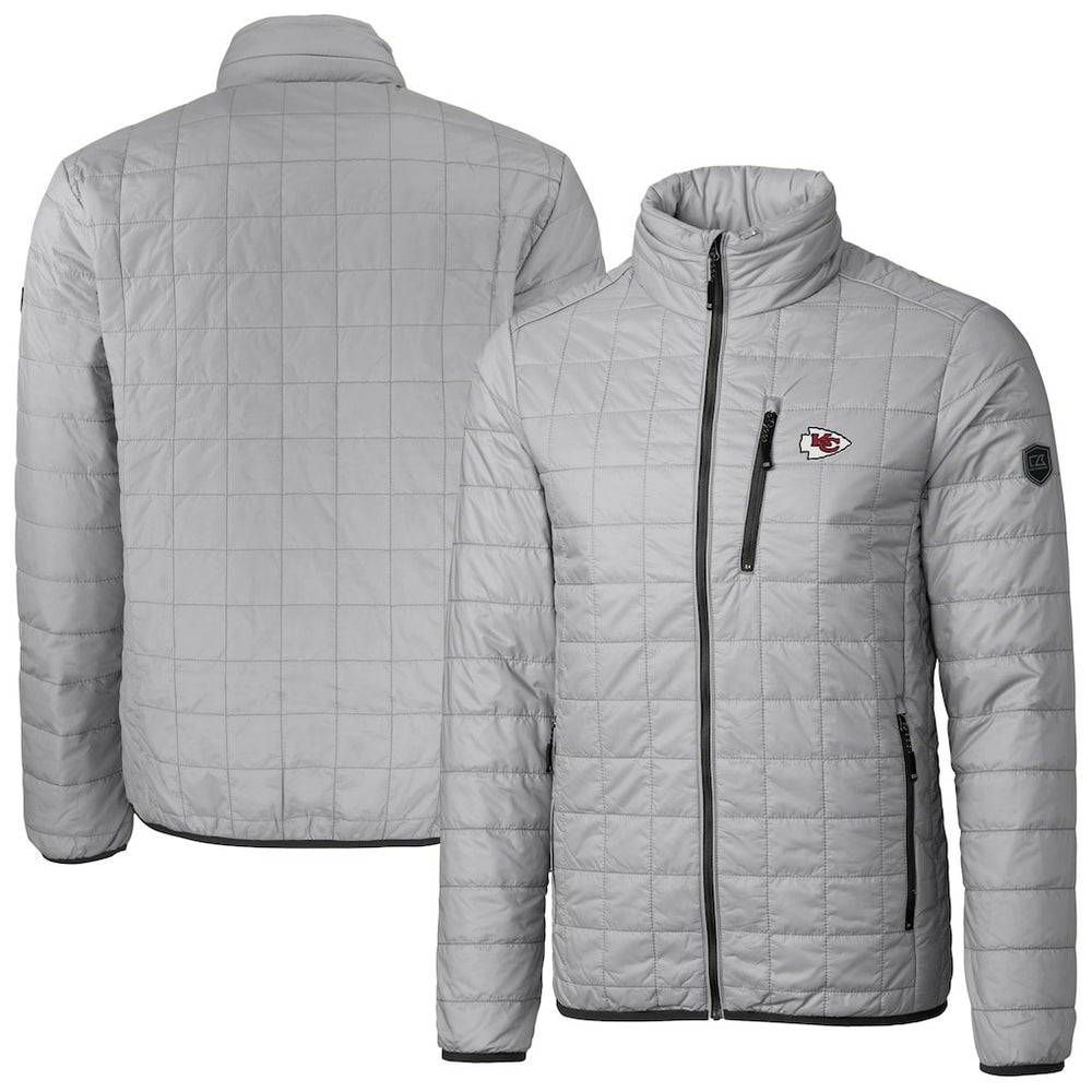 Kansas City Chiefs Cutter & Buck Big & Tall Rainier PrimaLoft Eco Insulated Full-Zip Hoodie Puffer Jacket Gray | NFL