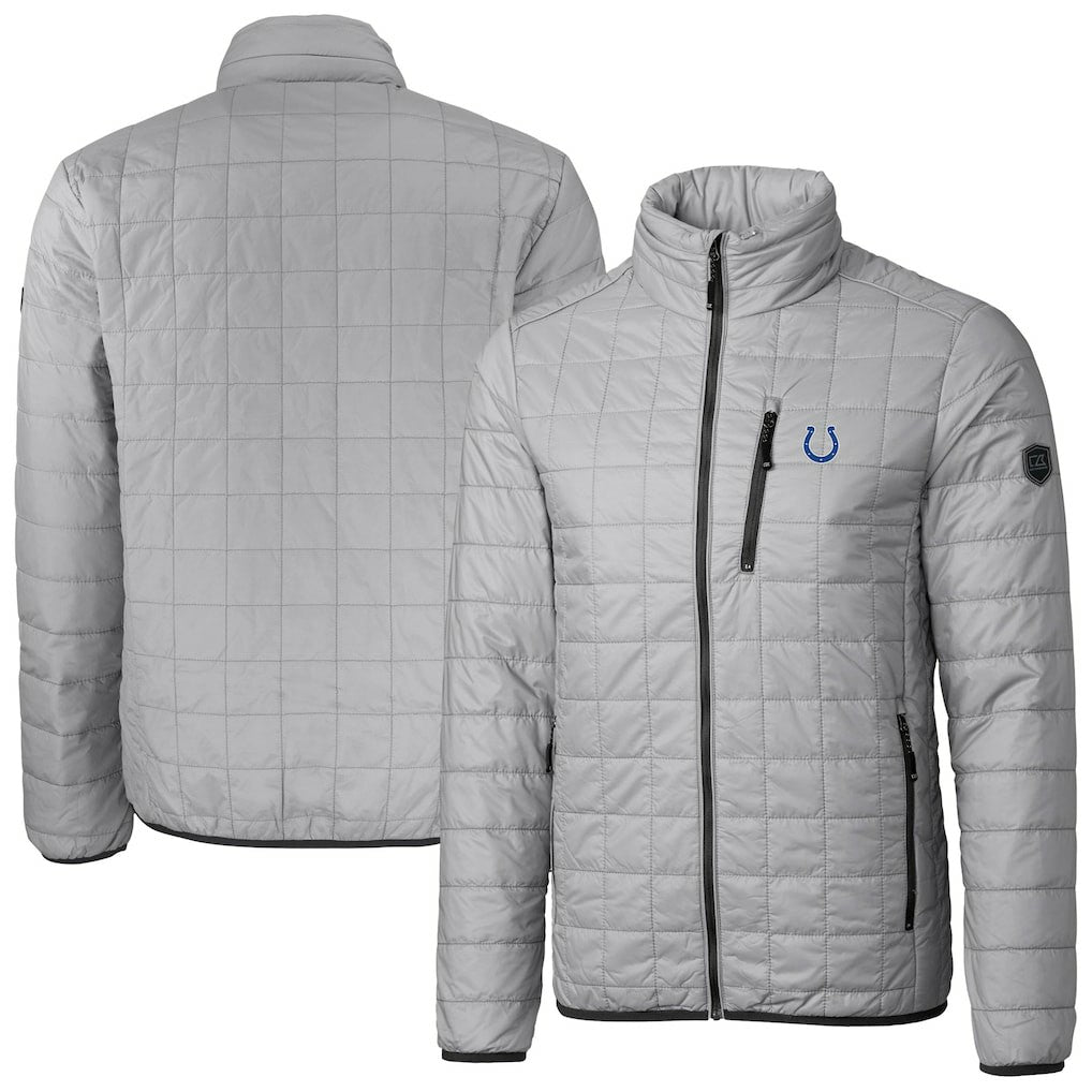 Indianapolis Colts Cutter & Buck Big & Tall Rainier PrimaLoft Eco Insulated Full-Zip Hoodie Puffer Jacket Gray | NFL