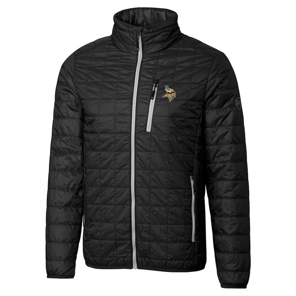 Minnesota Vikings Cutter & Buck Big & Tall Rainier PrimaLoft Eco Insulated Full-Zip Hoodie Puffer Jacket Black | NFL