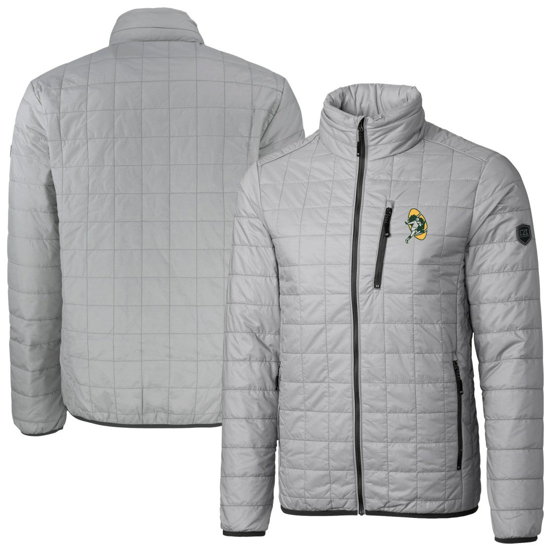 Green Bay Packers Cutter & Buck Big & Tall Rainier PrimaLoft Eco Insulated Full-Zip Puffer Jacket Gray | NFL