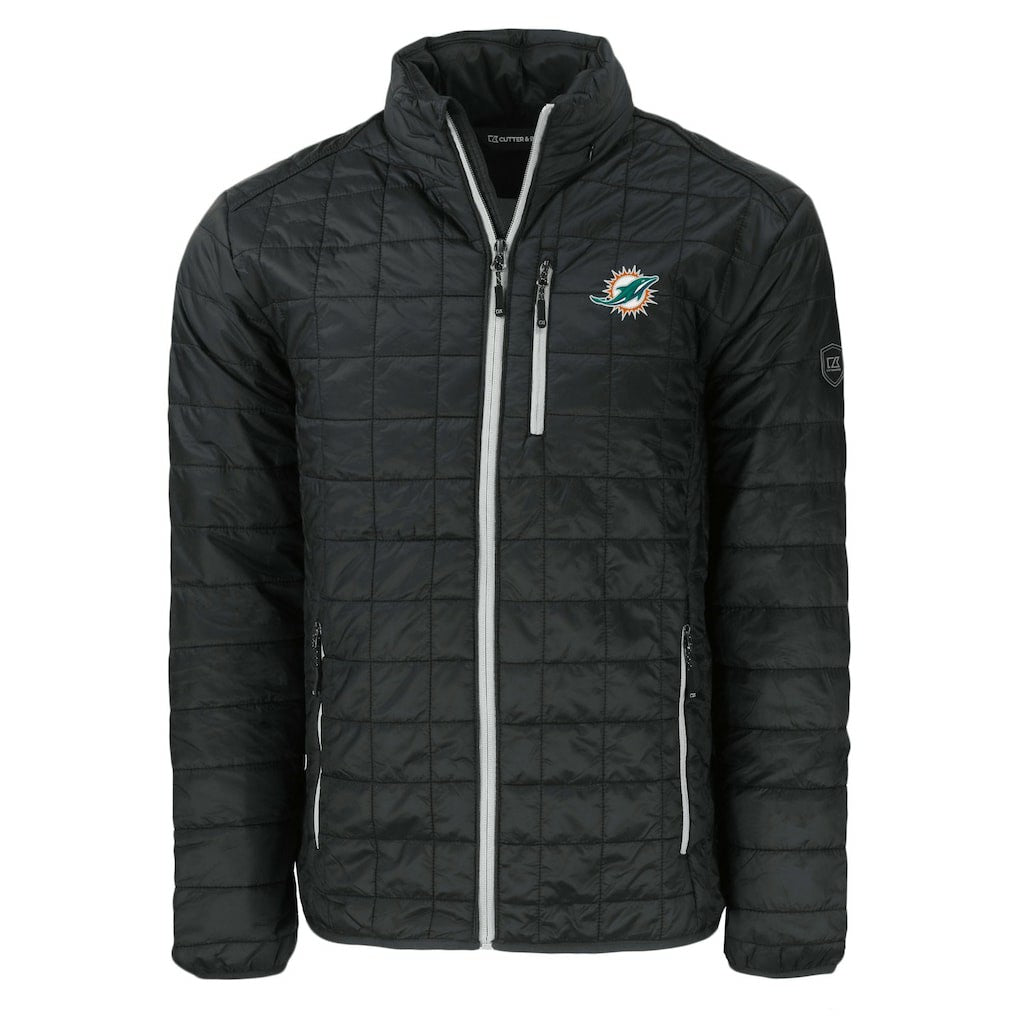 Miami Dolphins Cutter & Buck Big & Tall Rainier PrimaLoft Eco Insulated Full-Zip Puffer Jacket Black | NFL