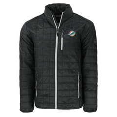 Miami Dolphins Cutter & Buck Big & Tall Rainier PrimaLoft Eco Insulated Full-Zip Puffer Jacket Black | NFL
